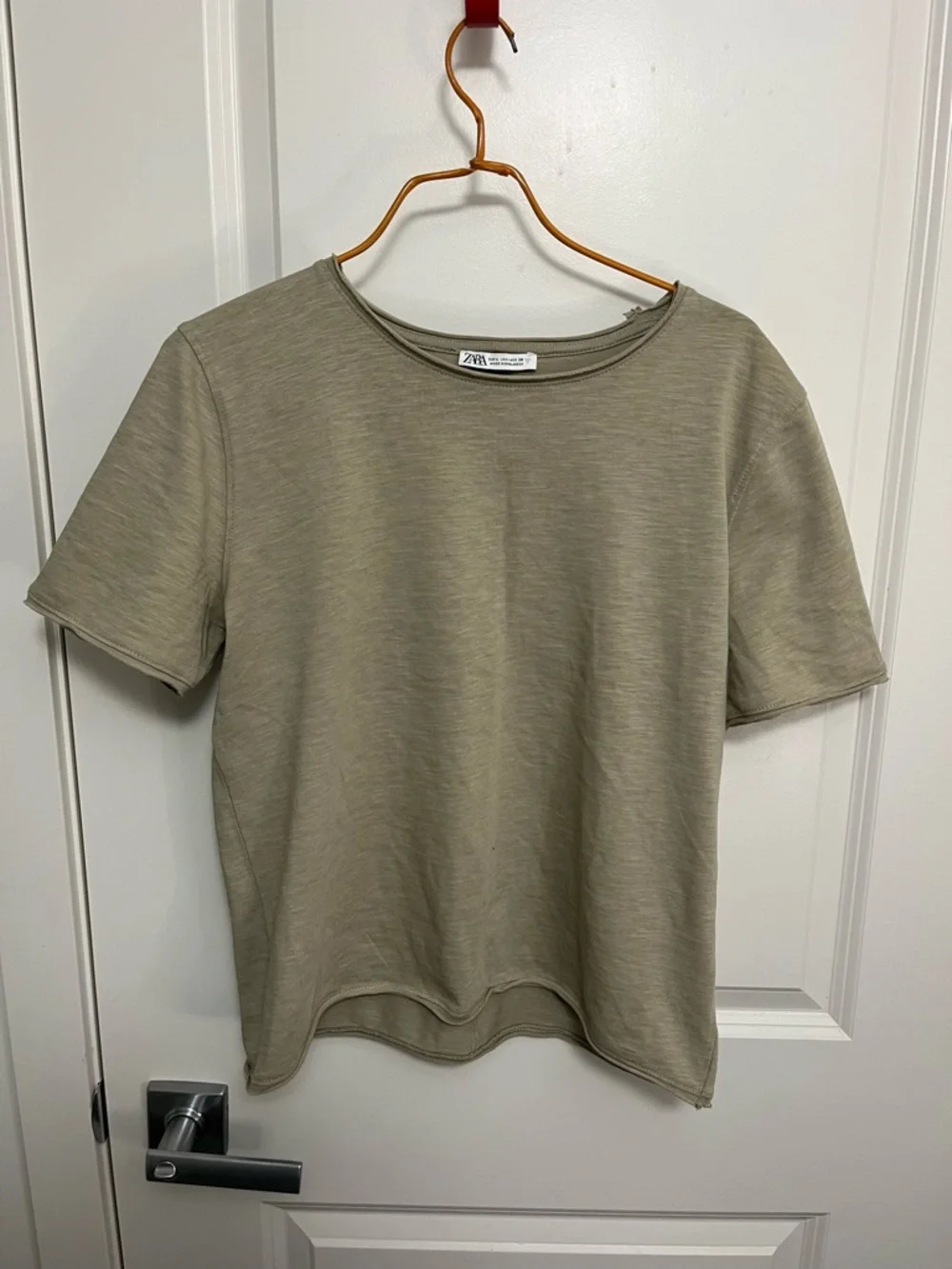 Zara Women's Light Olive Short Sleeve Tee in size L - Picture 1 of 7